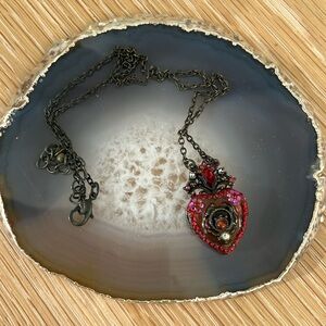 Alexia Crawford Red Heart Locket Style Necklace